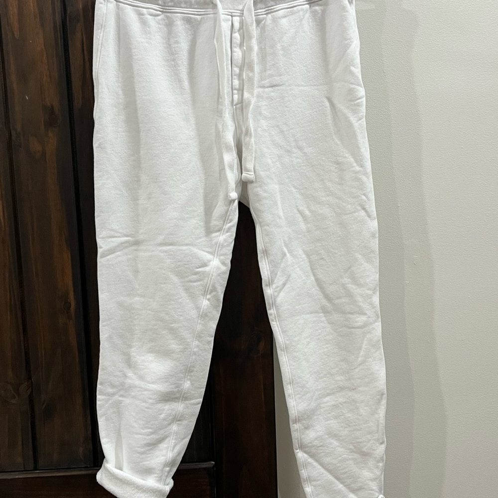 Frank and Eileen white raw edge hem cotton loungers small EUC - Picture 6 of 6